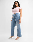 Ciel Blue $|& Mica Denim Super Soft High Rise Wide Leg Jeans - Hanger Front