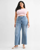 Ciel Blue $|& Mica Denim Super Soft High Rise Wide Leg Jeans - VOF Detail
