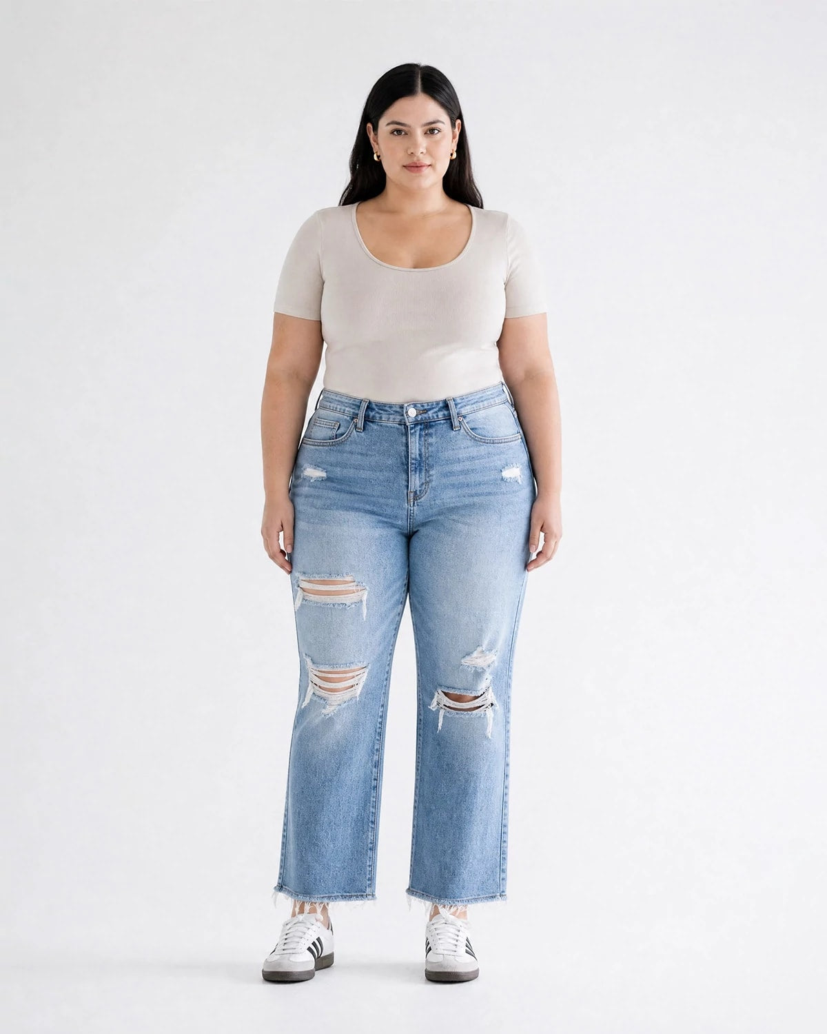 Azul Claro $|& Mica Denim High Rise Straight Leg Jeans - VOF Detail
