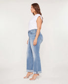 Queen Blue $|& Mica Denim High Rise Cuffed Straight Leg Jeans - Hanger Front