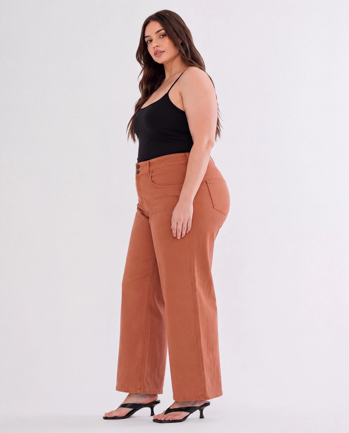 Cinnamon $|& Mica Denim High Rise Wide Leg Pants - Hanger Front