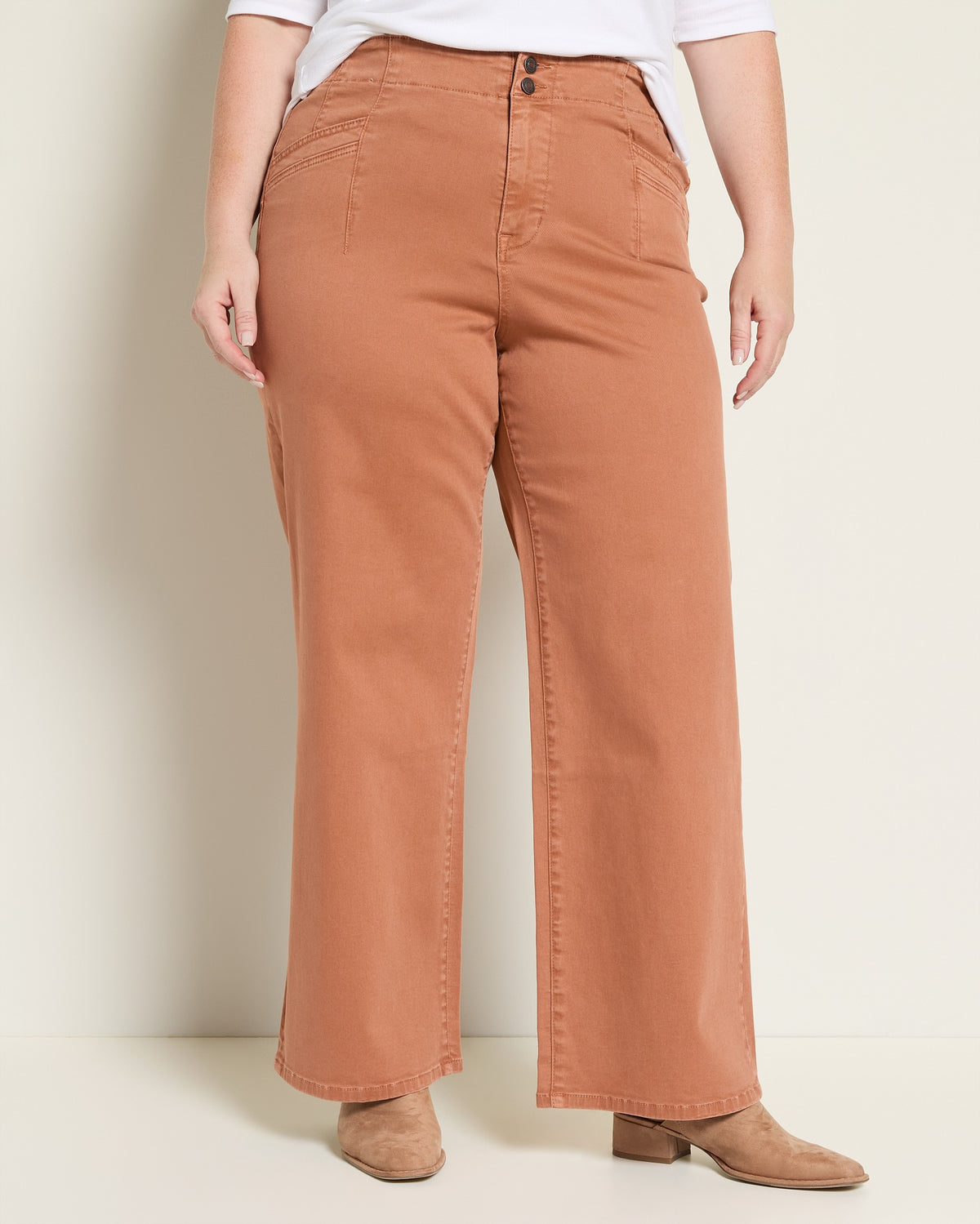 Cinnamon $|& Mica Denim High Rise Wide Leg Pants - SOF Front