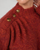Rust Multi $|& Liverpool Long Sleeve Mock Neck Sweater with Buttons - Hanger Back