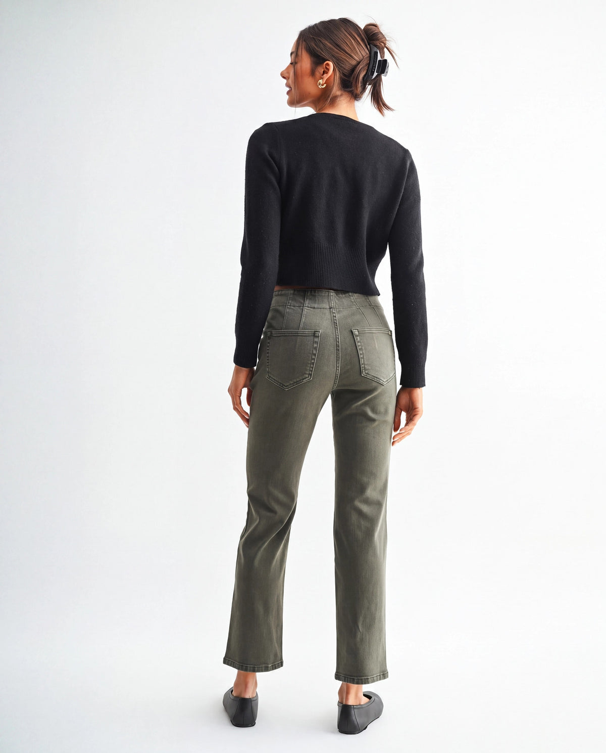 Verdant Green $|& Mica Denim Mid Rise Straight - Hanger Side