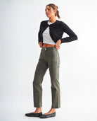 Verdant Green $|& Mica Denim Mid Rise Straight - Hanger Front