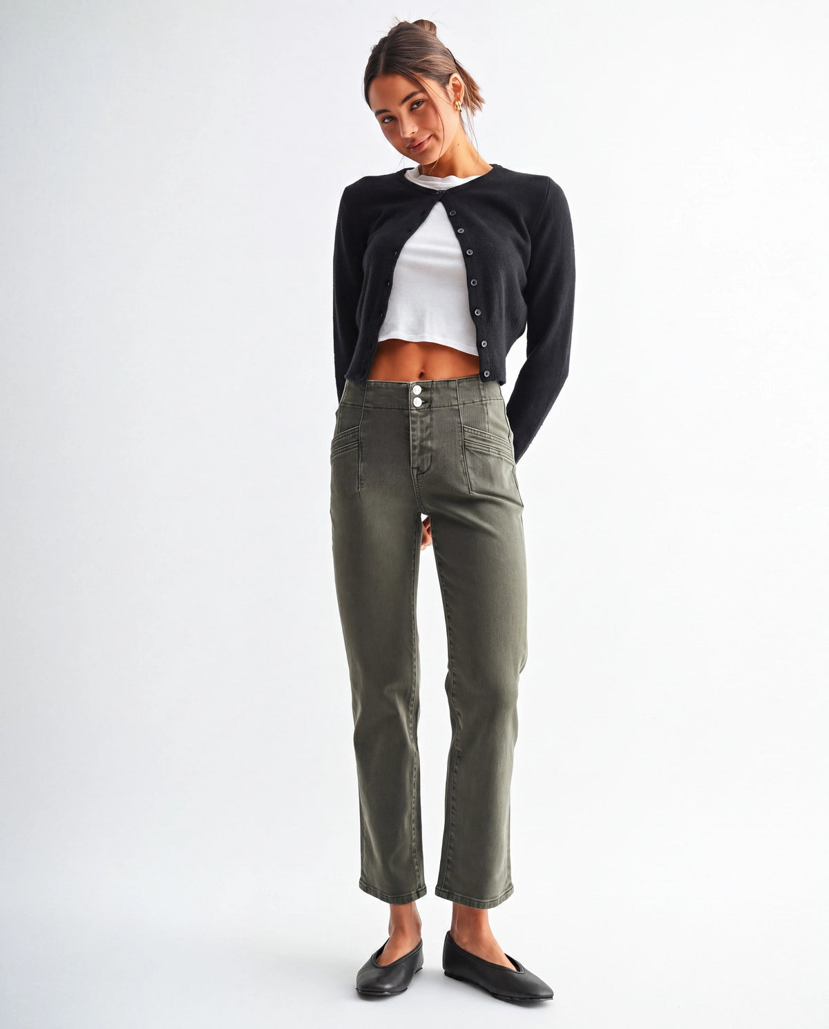 Verdant Green $|& Mica Denim Mid Rise Straight - VOF Detail