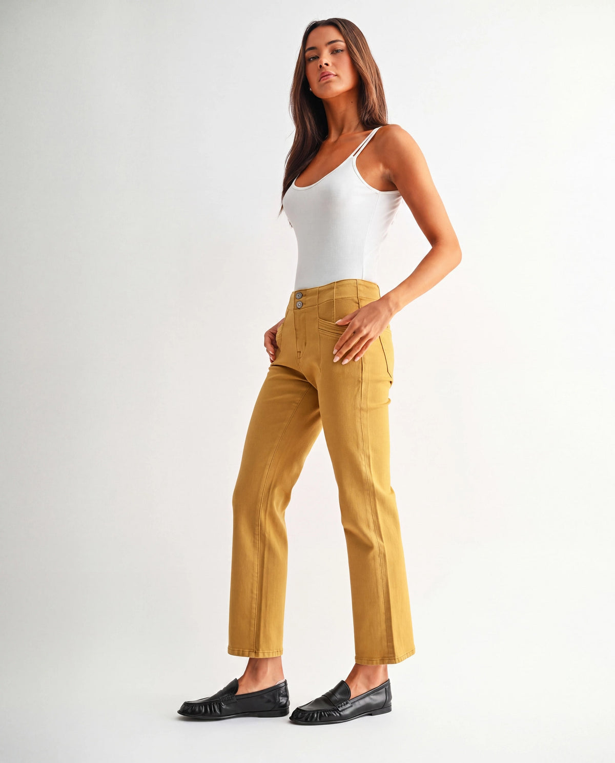 Mustard $|& Mica Denim Mid Rise Straight - Hanger Front