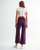 Plum $|& Mica Denim High Rise Wide Leg Cropped Pant - Hanger Side