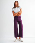 Plum $|& Mica Denim High Rise Wide Leg Cropped Pant - VOF Detail