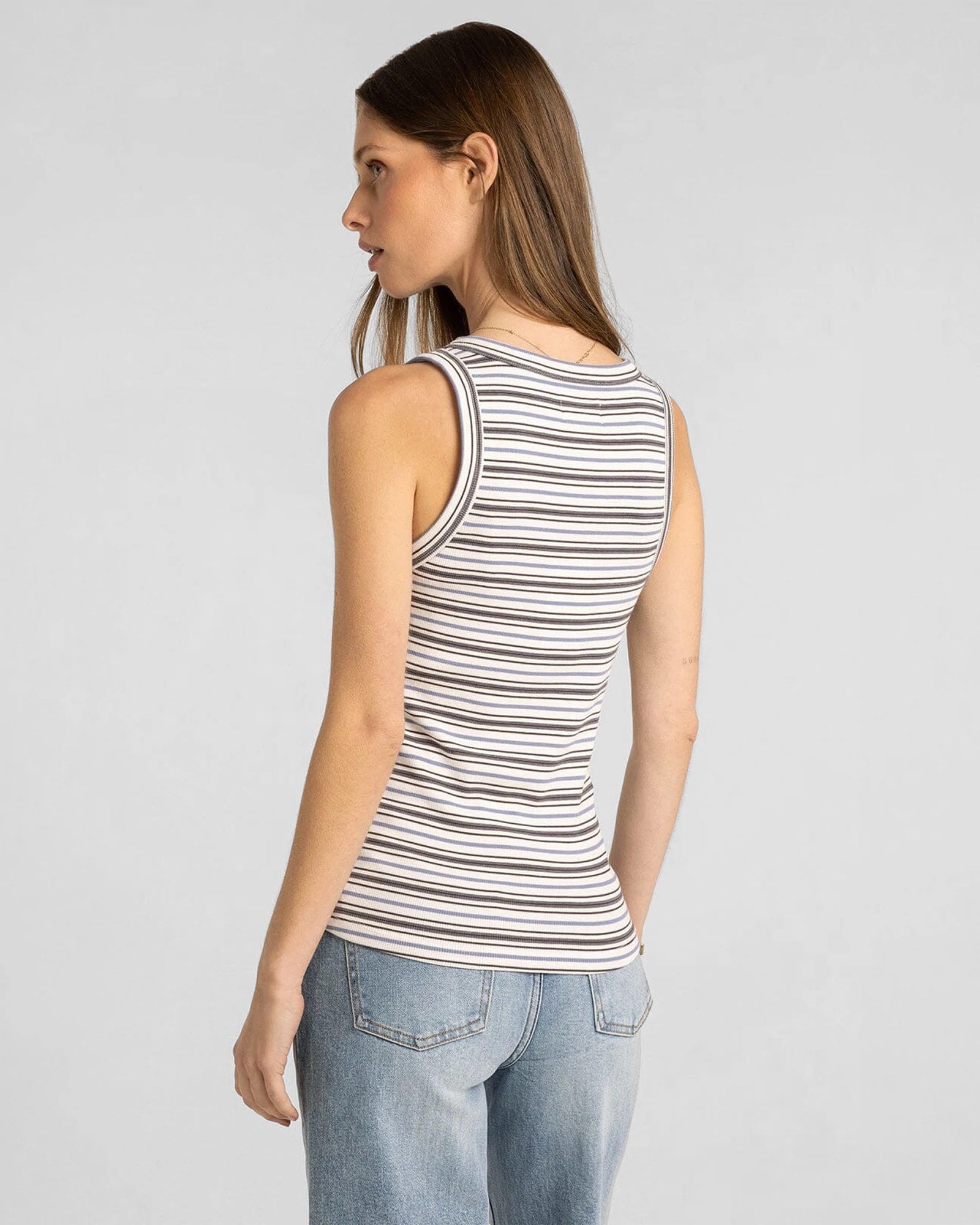 White Multi Stripe $|& Thread & Supply Edlin Stripe Tank - Hanger Side