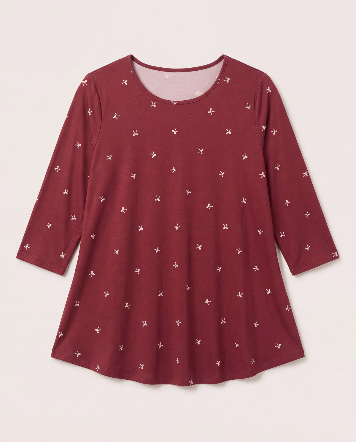 Tawny Port/Rose Bows $|& Bobeau 3 Quarter Sleeve Babydoll Top - Hanger Detail