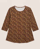 Mocha Leopard $|& Bobeau 3 Quarter Sleeve Babydoll Top - Hanger Detail