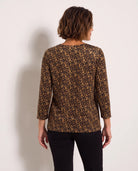 Mocha Leopard $|& Bobeau 3 Quarter Sleeve Babydoll Top - SOF Back