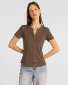 Brown Heather $|& Thread & Supply Joanna Top - VOF Detail
