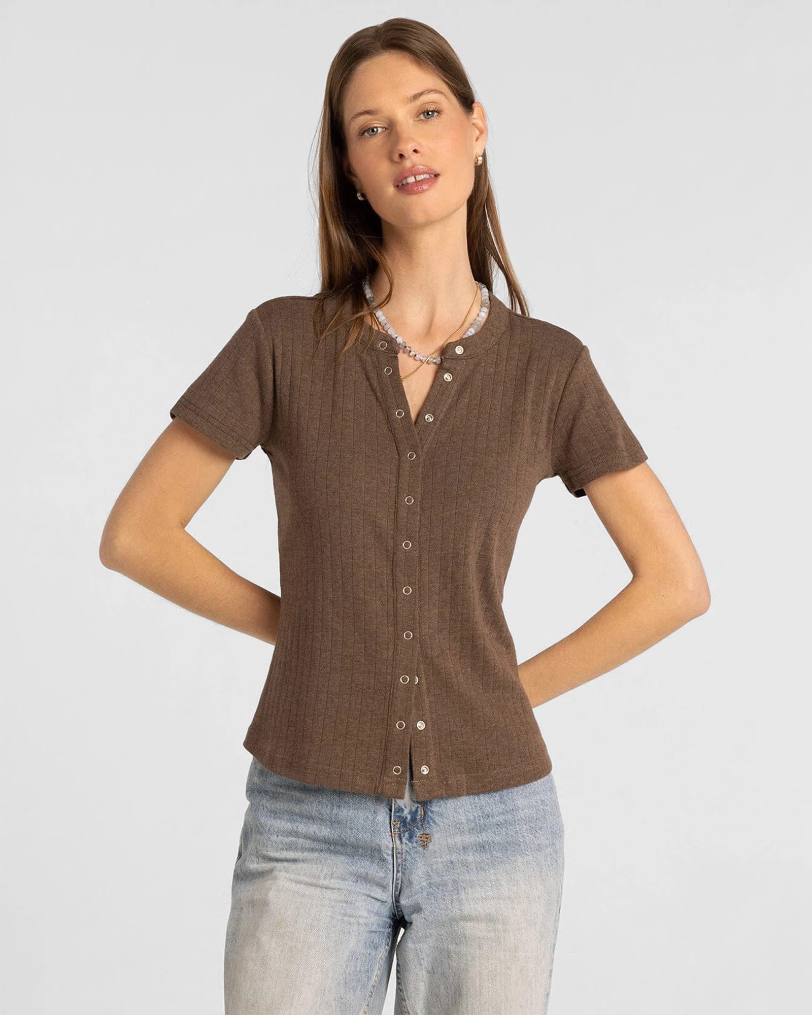 Brown Heather $|& Thread & Supply Joanna Top - VOF Detail