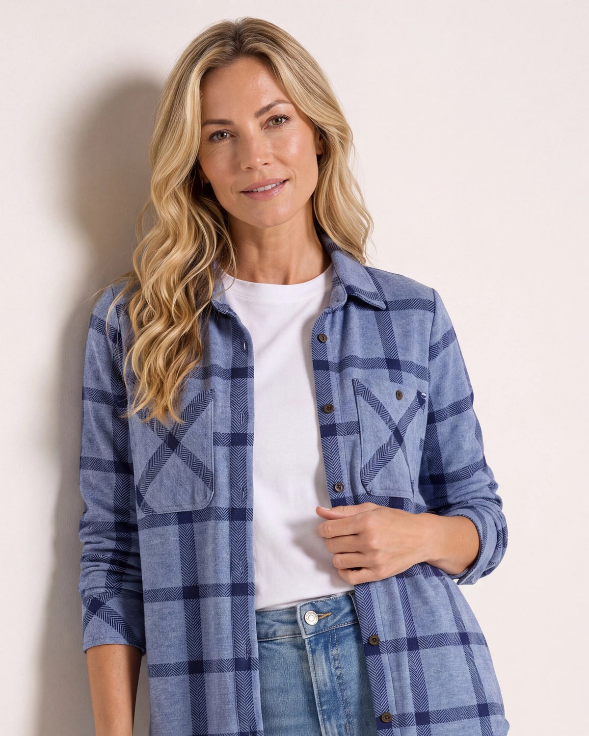 Navy Windowpane $|& Thread & Supply Lewis Plaid Shirt - SOF Full Front