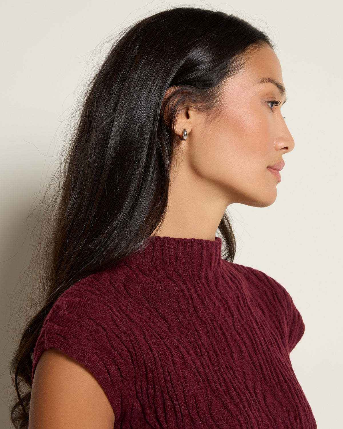 Burgundy $|& Bobeau Animal Jacquard Sweater - SOF Full Front