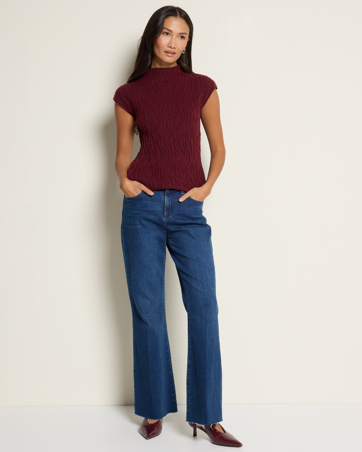 Burgundy $|& Bobeau Animal Jacquard Sweater - UGC On Fig
