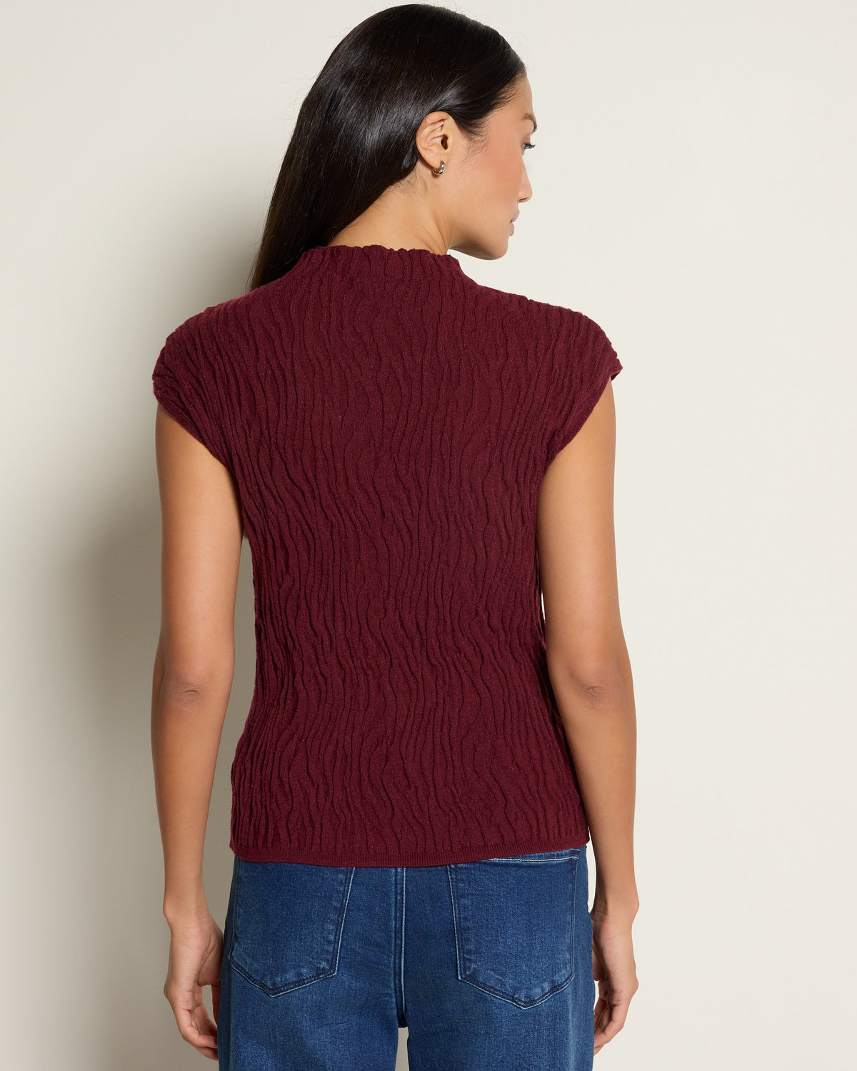 Burgundy $|& Bobeau Animal Jacquard Sweater - SOF Back
