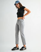 Rock Stone $|& Mica Denim Mid Rise Straight Leg with Herringbone - Hanger Front