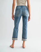 Fiord $|& Mica Denim Mid Rise Straight Leg Jeans with Cuff - Hanger Side