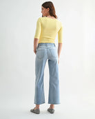 Pale Blue $|& Mica Denim Mid Rise Ankle Wide Leg - Hanger Side