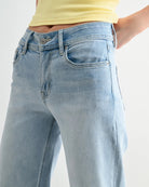 Pale Blue $|& Mica Denim Mid Rise Ankle Wide Leg - Hanger Back