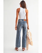 Regent Blue $|& Mica Denim High Rise Wide Leg Jeans Seaming - Hanger Side