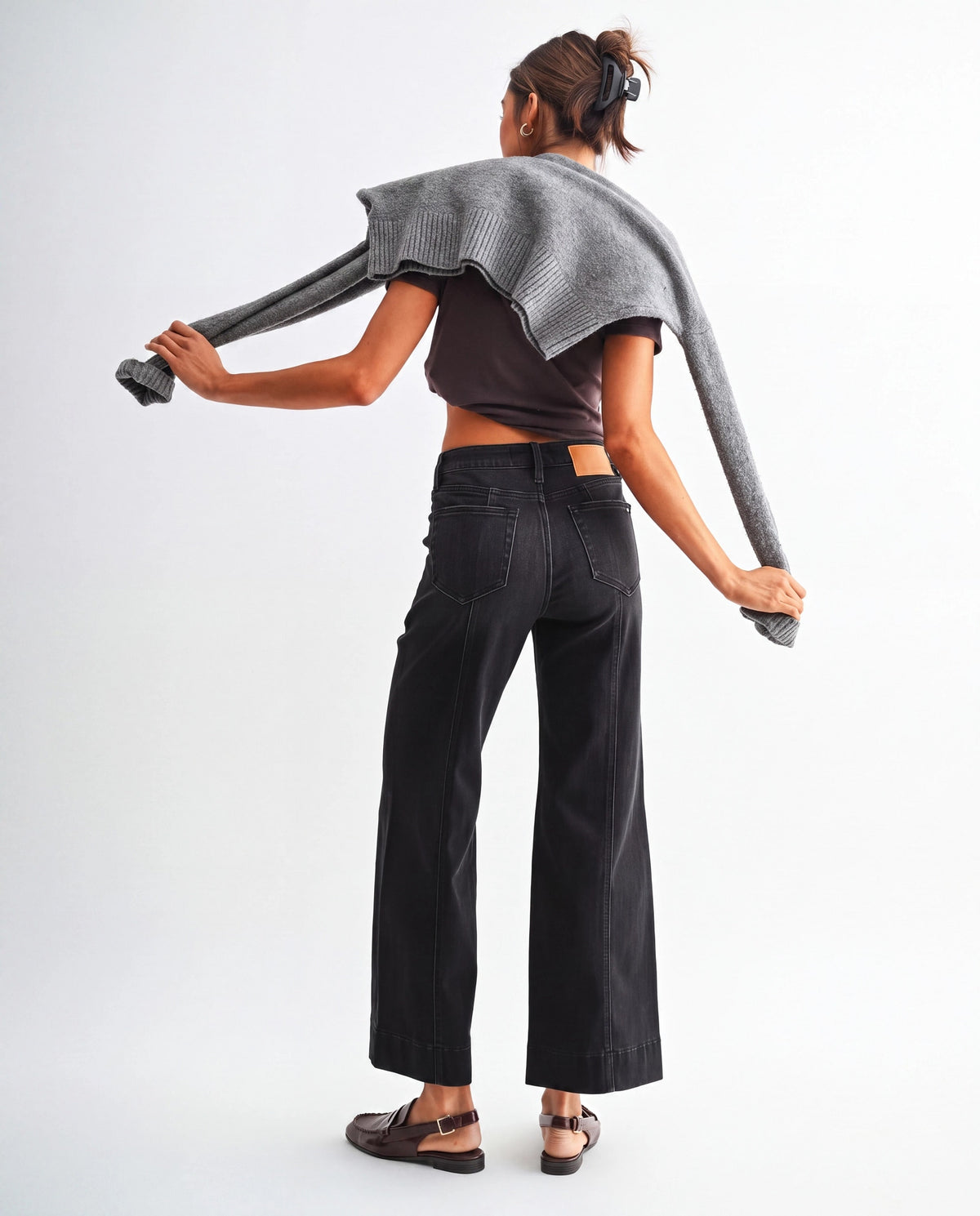 Dune $|& Mica Denim High Rise Wide Leg Jeans with Seaming - Hanger Side