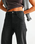 Dune $|& Mica Denim High Rise Wide Leg Jeans with Seaming - Hanger Back