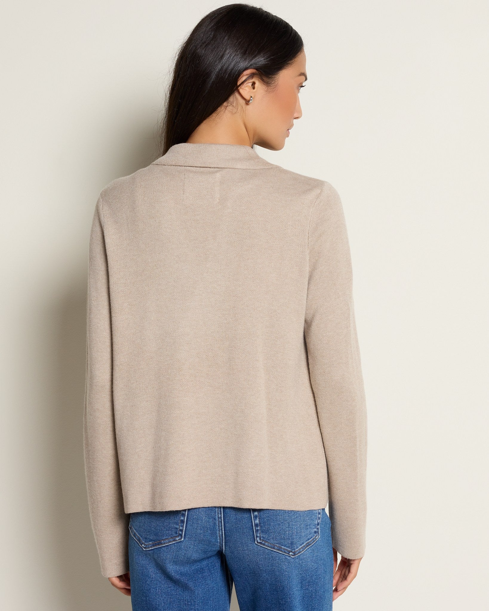 Oatmeal $|& Thread & Supply Naomi Ultra Soft Sweater Jacket - SOF Back