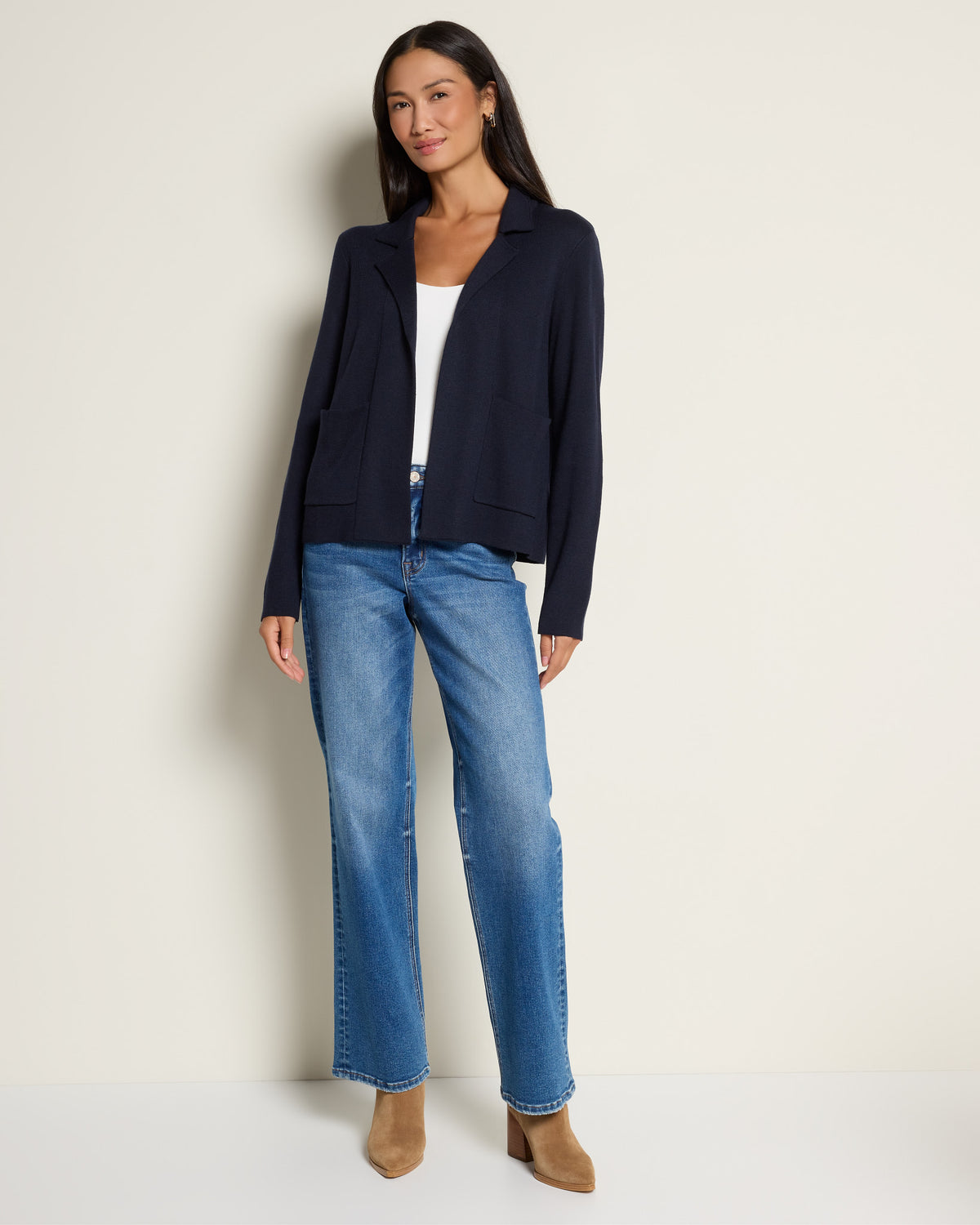 Navy $|& Thread & Supply Naomi Ultra Soft Sweater Jacket - UGC On Fig