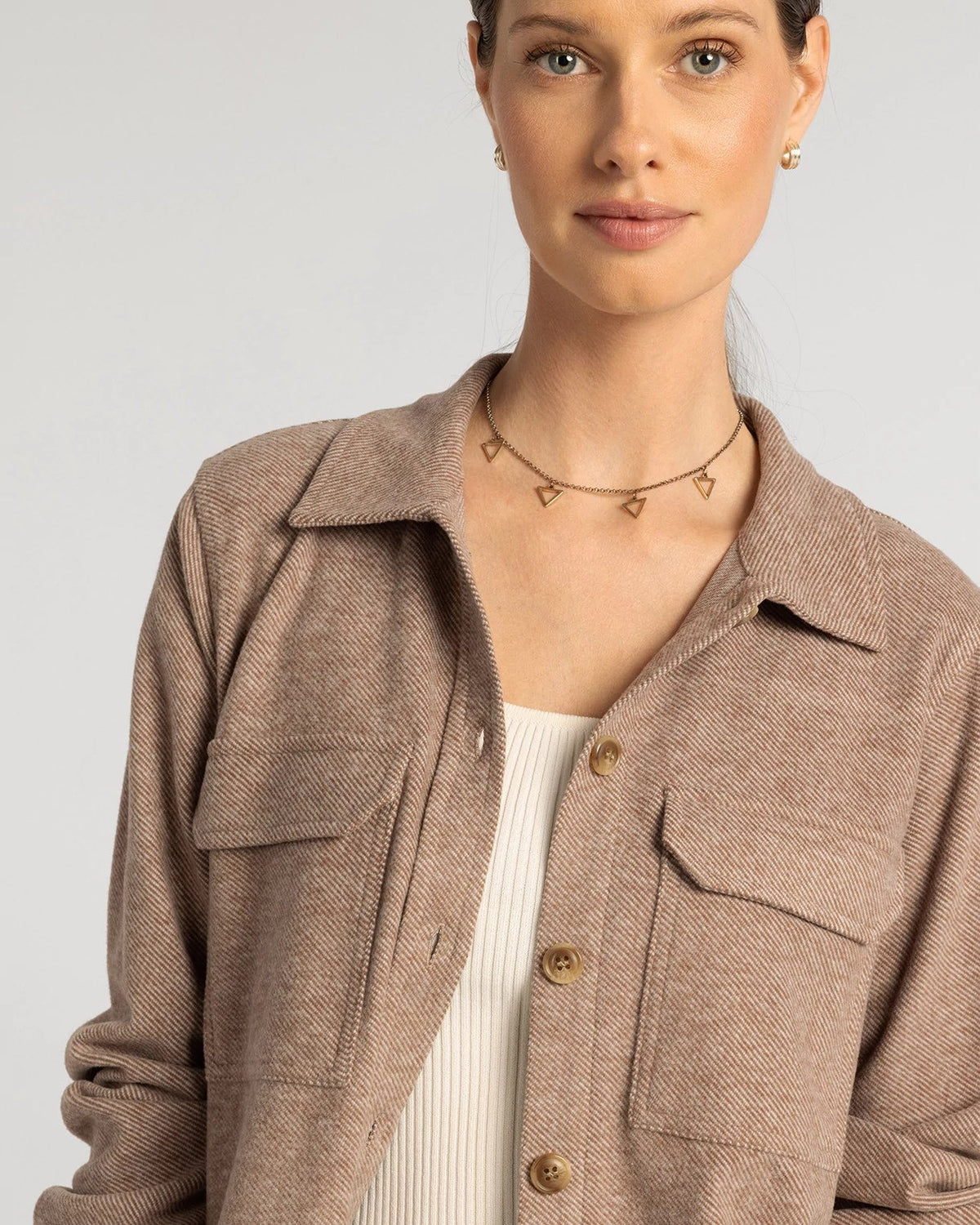 Clove Heather $|& Thread & Supply Faye Brushed Knit Jacket - Hanger Back