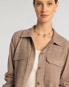 Clove Heather $|& Thread & Supply Faye Brushed Knit Jacket - Hanger Back