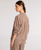 Clove Heather $|& Thread & Supply Faye Brushed Knit Jacket - Hanger Side