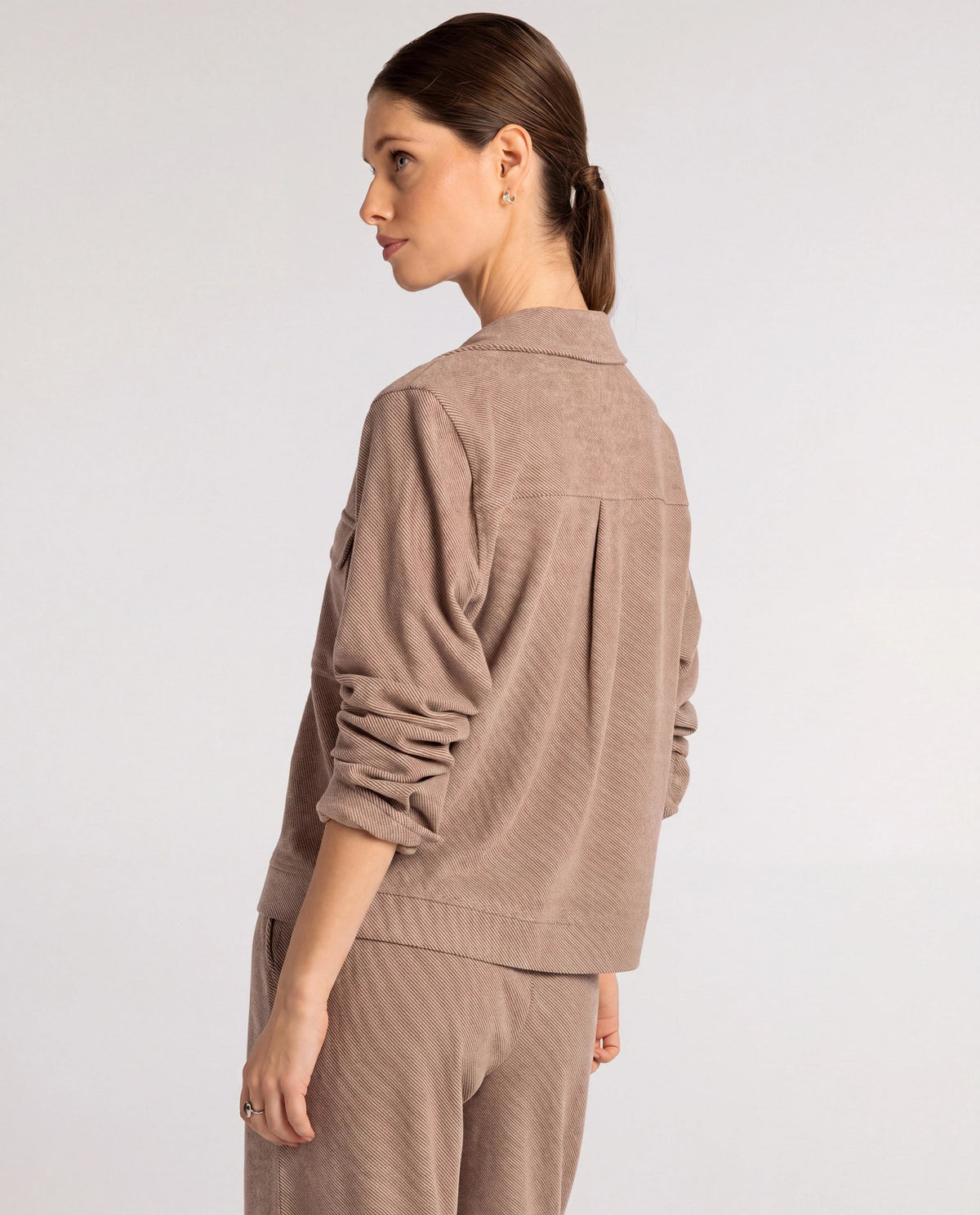Clove Heather $|& Thread & Supply Faye Brushed Knit Jacket - Hanger Side
