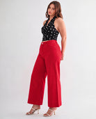 Cornell Red $|& Mica Denim High Rise Ankle Wide Leg Pant - Hanger Front