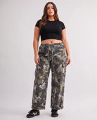 Camo $|& Mica Denim High Rise Wide Leg Pant with Drawstring - Hanger Front