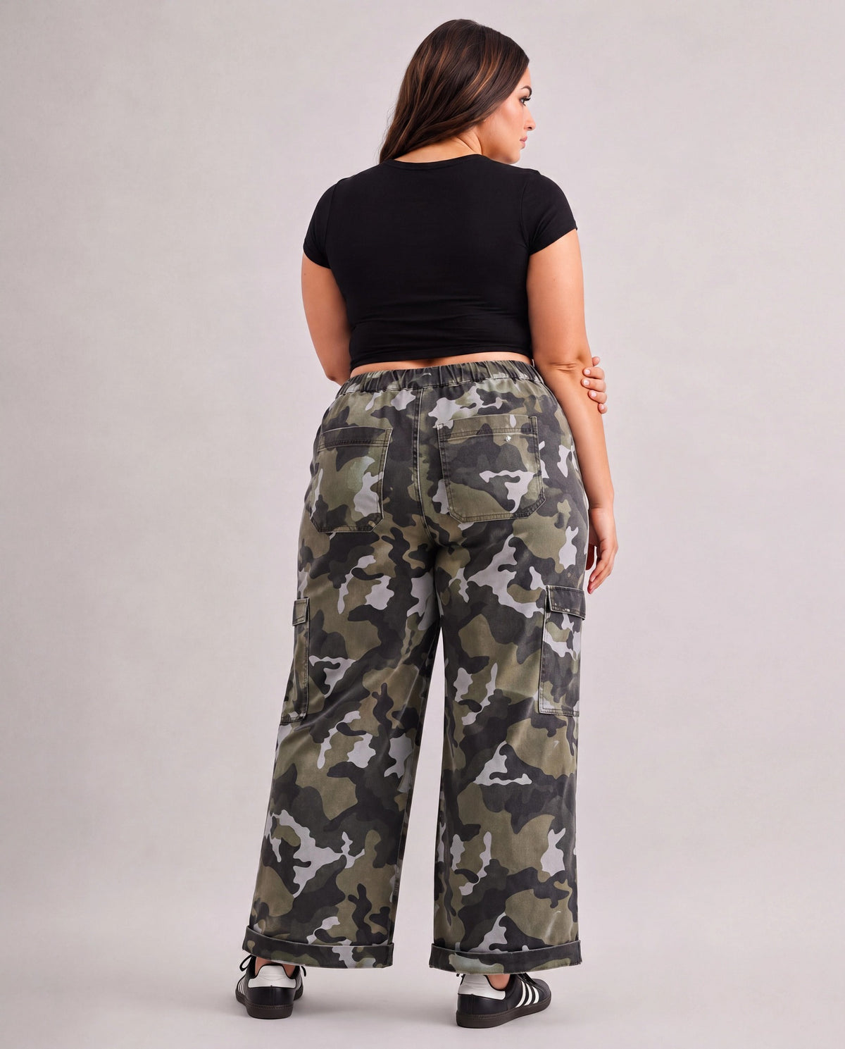 Camo $|& Mica Denim High Rise Wide Leg Pant with Drawstring - Hanger Side