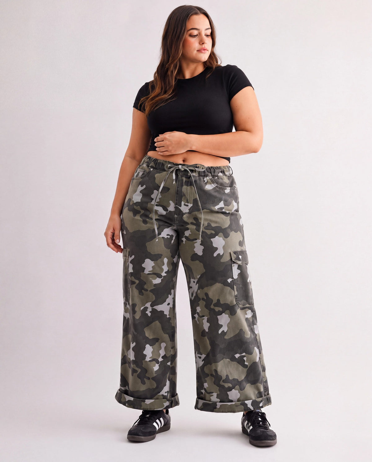 Camo $|& Mica Denim High Rise Wide Leg Pant with Drawstring - VOF Detail
