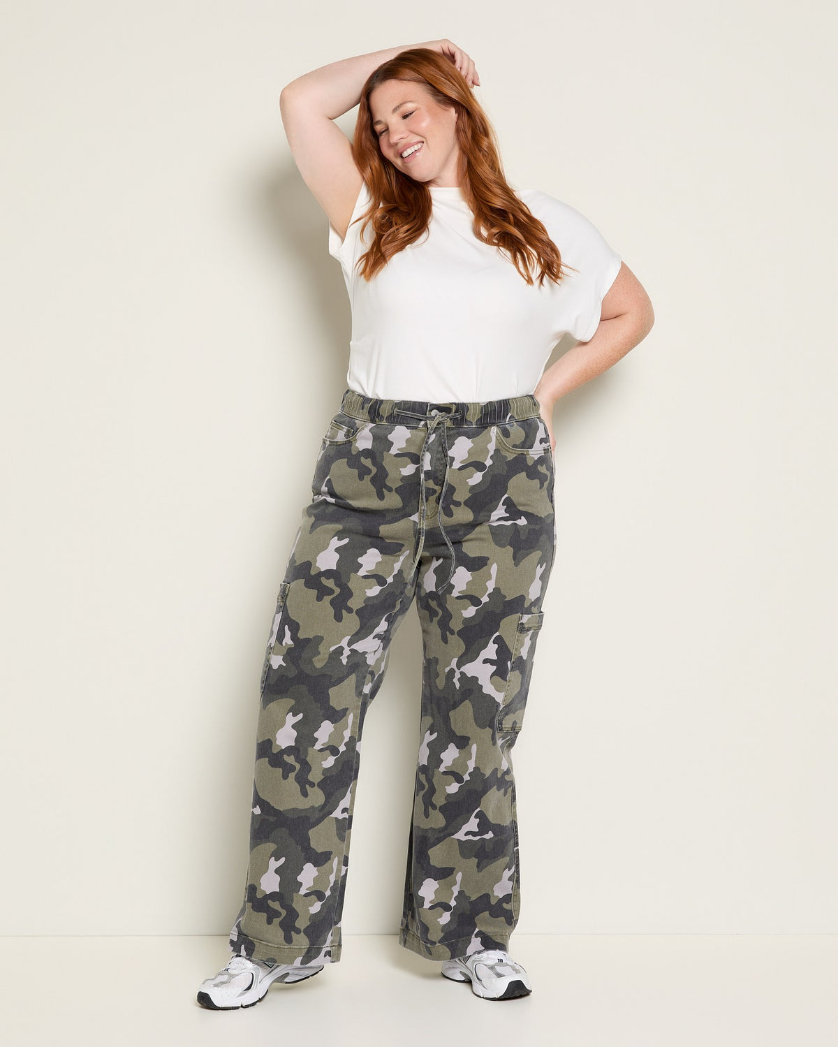 Camo $|& Mica Denim High Rise Wide Leg Pant with Drawstring - UGC On Fig