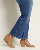 Dark Tealish $|& Mica Denim Super Soft Mid Rise Straight Leg - SOF Full Front