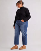 Dark Tealish $|& Mica Denim Super Soft Mid Rise Straight Leg - Hanger Front