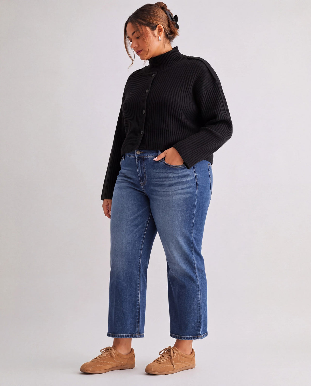 Dark Tealish $|& Mica Denim Super Soft Mid Rise Straight Leg - Hanger Front