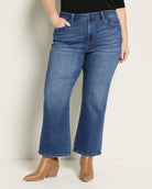 Dark Tealish $|& Mica Denim Super Soft Mid Rise Straight Leg - SOF Front