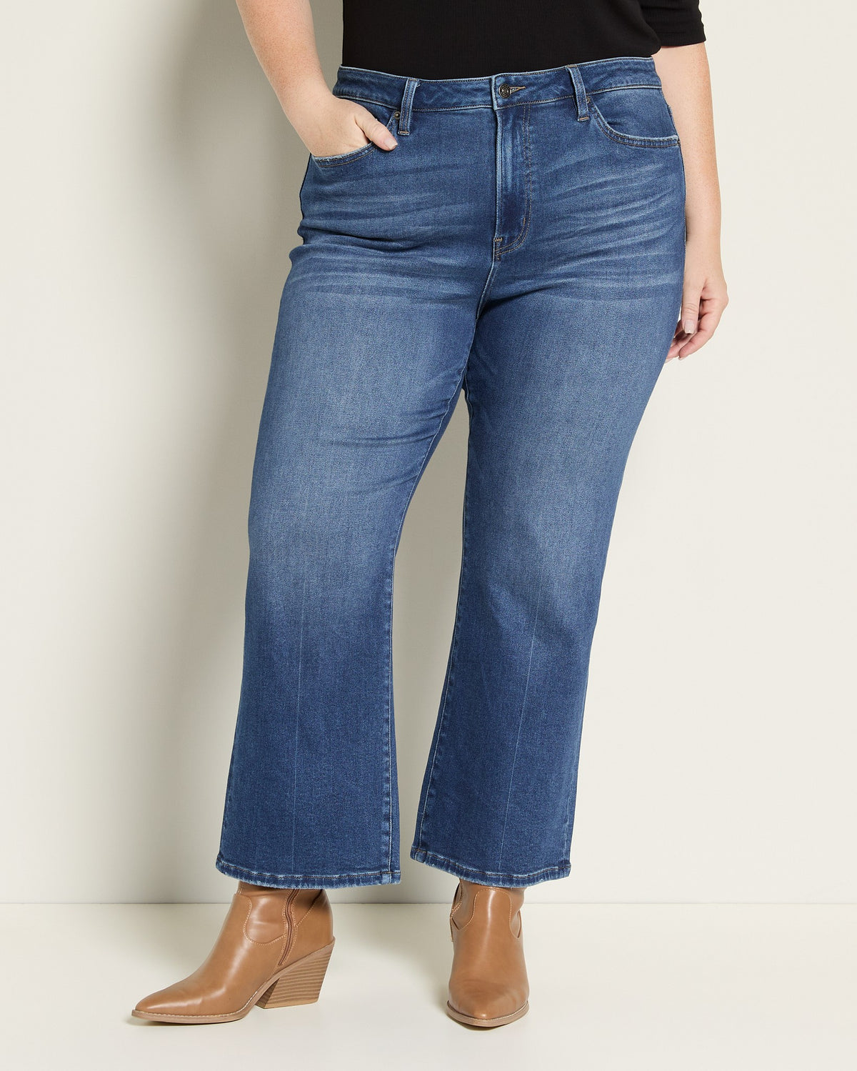 Dark Tealish $|& Mica Denim Super Soft Mid Rise Straight Leg - SOF Front