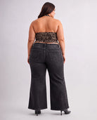 Black Bean $|& Mica Denim Mid Rise Wide Leg Jean with Nailhead Detail - Hanger Side
