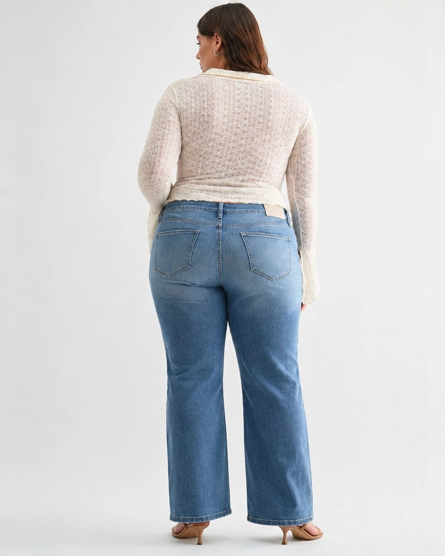 Intense Blue $|& Mica Denim Mid Rise Bootcut Jeans - Hanger Side