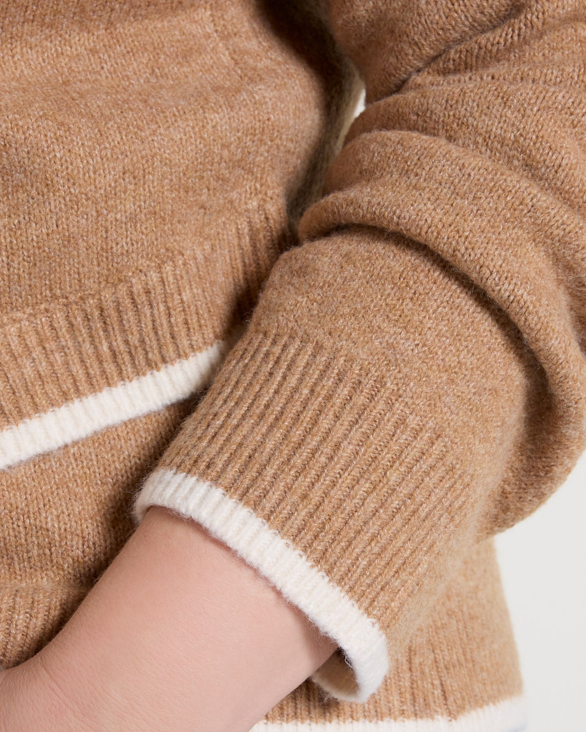 Heather Camel Cream $|& Liverpool Crewneck Sweater with Tulip Hem - SOF Full Front