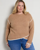 Heather Camel Cream $|& Liverpool Crewneck Sweater with Tulip Hem - SOF Front